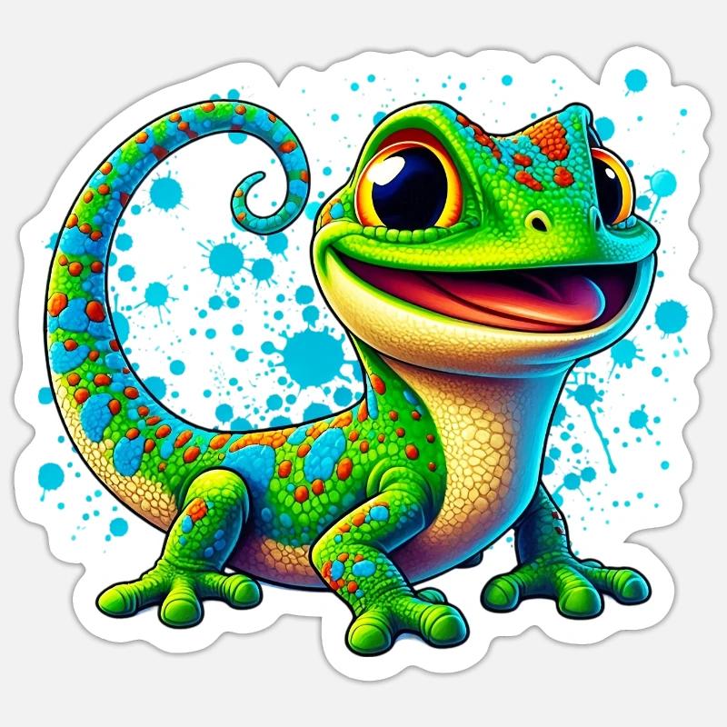 Gecko - Sticker Größe S (10 x 10 cm) - Mattweiß