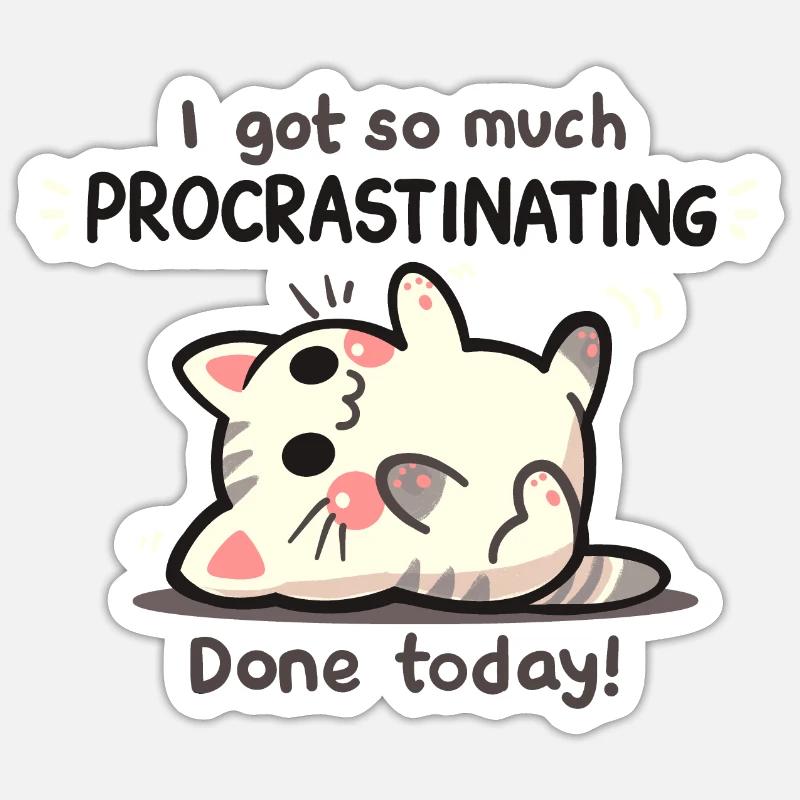 Chat procrastiner Sticker taille S (10 x 10 cm)