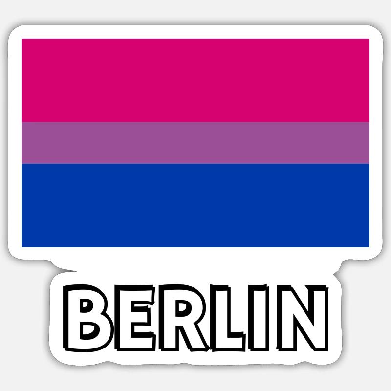 Bi Pride Flagge Berlin - Sticker Größe S (10 x 10 cm) - Mattweiß