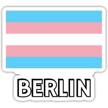 Trans Pride Flagge Berlin - Sticker Größe S (10 x 10 cm) - Mattweiß - Vorne