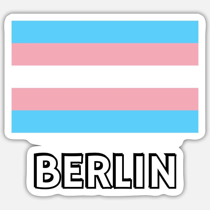 Trans Pride Flagge Berlin - Sticker Größe S (10 x 10 cm) - Mattweiß