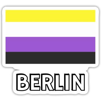Nicht-binäre Pride Flagge Berlin - Sticker Größe S (10 x 10 cm) - Mattweiß - Vorne