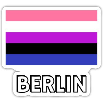 Genderfluid Pride Flagge Berlin - Sticker Größe S (10 x 10 cm) - Mattweiß - Vorne