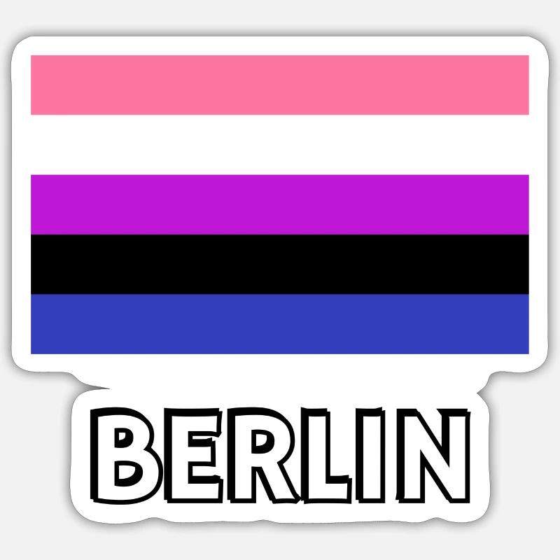 Genderfluid Pride Flag Berlin - Sticker size S (10 x 10 cm) - white matte
