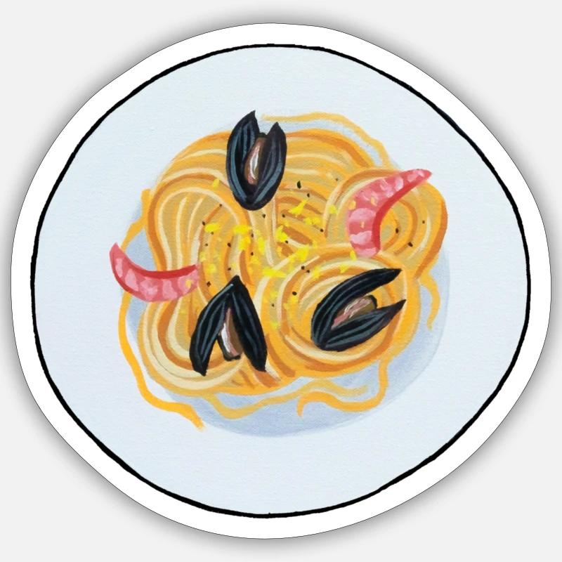 Linguine - Sticker Größe S (10 x 10 cm) - Mattweiß