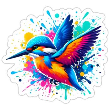 Kingfisher - Sticker size S (10 x 10 cm) - white matte - Front