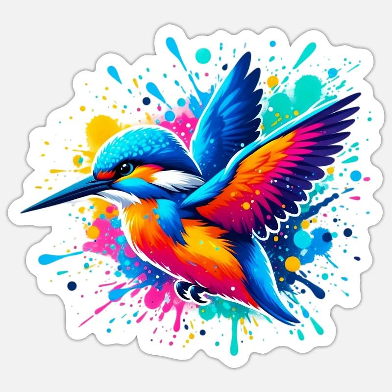 Martin-pêcheur - Sticker taille S (10 x 10 cm) - blanc mat