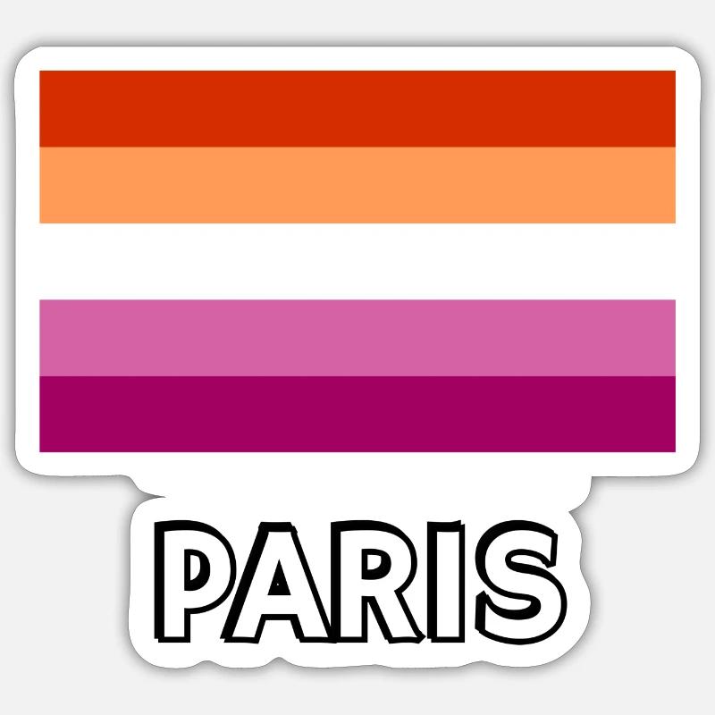 Drapeau de la fierté lesbienne Paris Sticker taille S (10 x 10 cm)