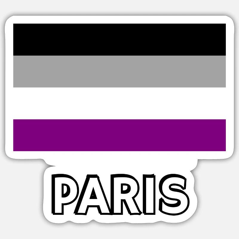 Asexualité Pride Drapeau Paris - Sticker taille S (10 x 10 cm) - blanc mat