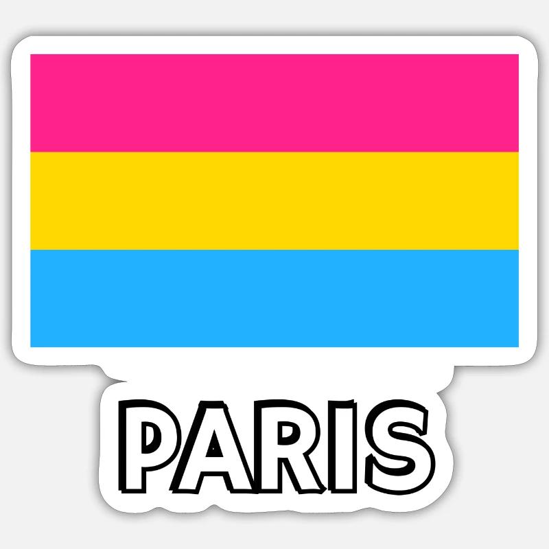 Pan Pride Flagge Paris - Sticker Größe S (10 x 10 cm) - Mattweiß