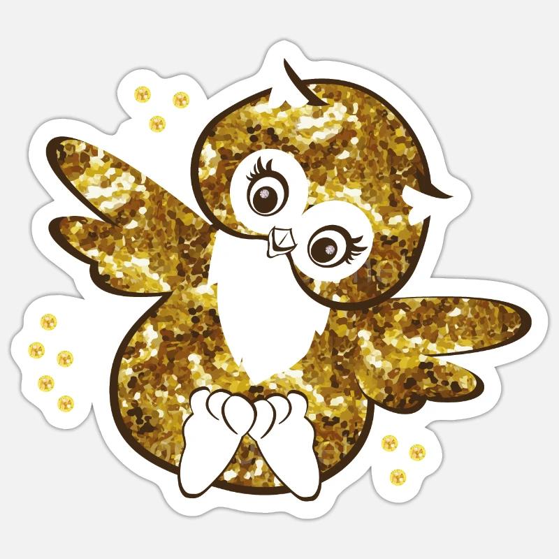 Funkelnde Eulenmädchen Illustration Sticker Größe S (10 x 10 cm)