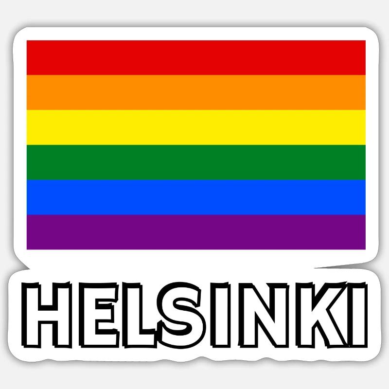 Pride Flag Helsinki - Sticker size S (10 x 10 cm) - white matte