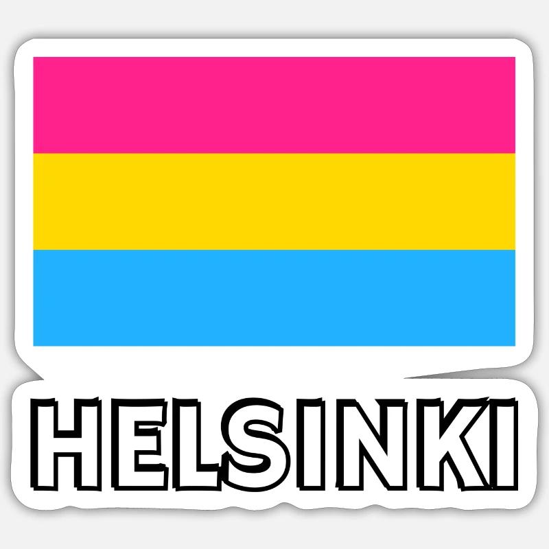 Pan Pride Flagge Helsinki - Sticker Größe S (10 x 10 cm) - Mattweiß