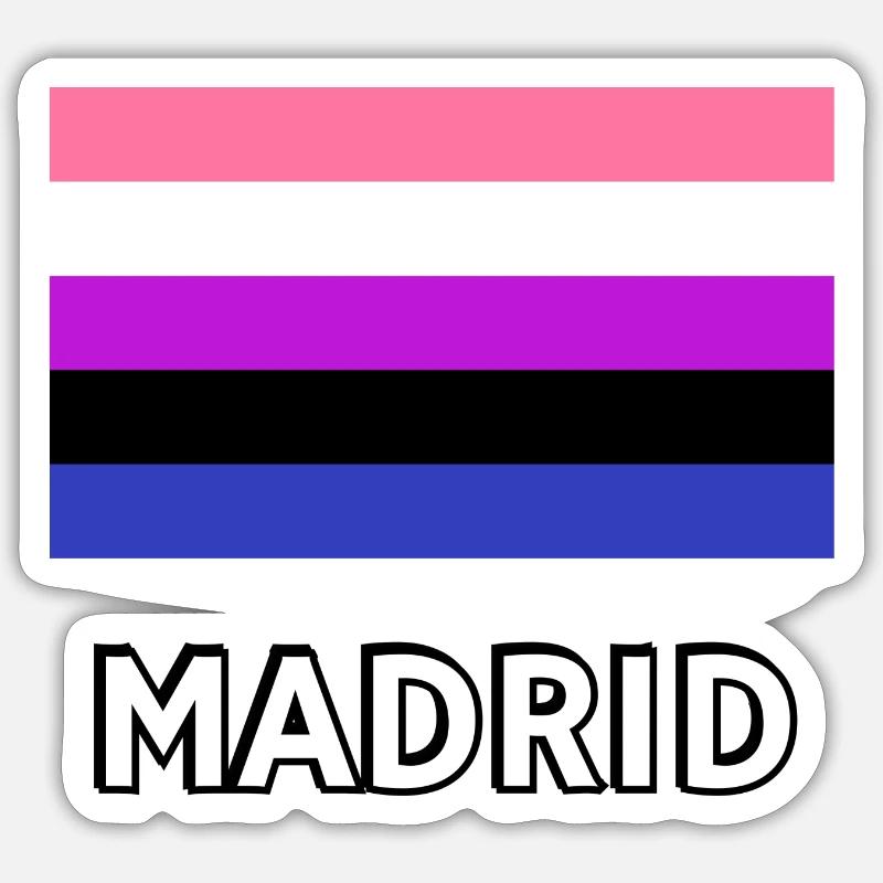 Genderfluid Pride Flag Madrid - Sticker size S (10 x 10 cm) - white matte