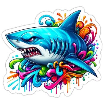 Requin - Sticker taille S (10 x 10 cm) - blanc mat - Devant
