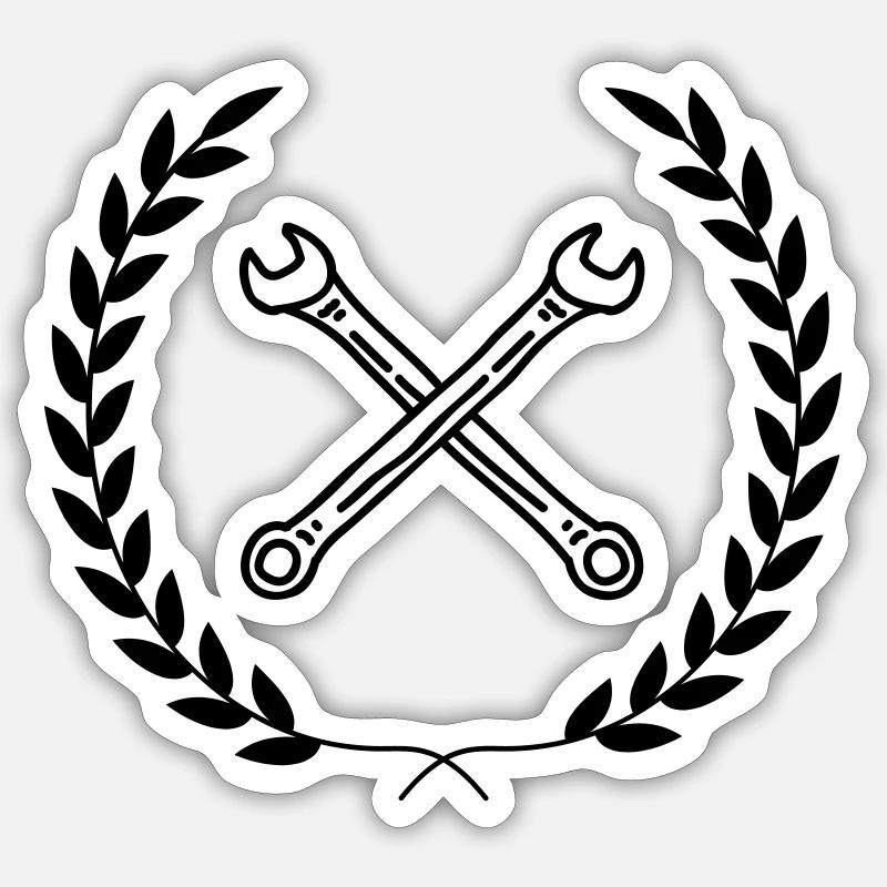 Mechaniker-Logo-Proffessionel - Sticker Größe S (10 x 10 cm) - Mattweiß