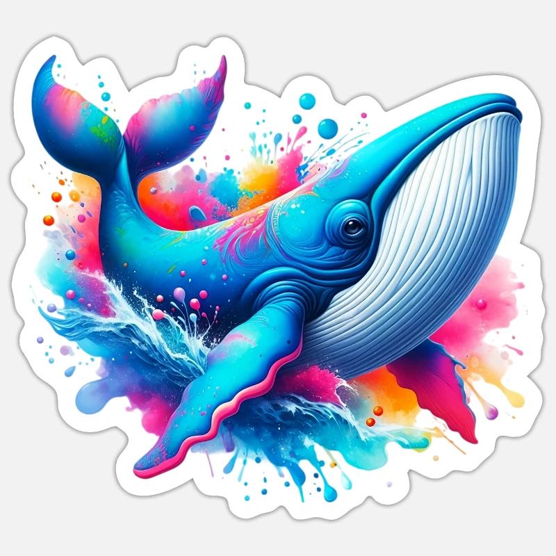 Wal - Sticker Größe S (10 x 10 cm) - Mattweiß