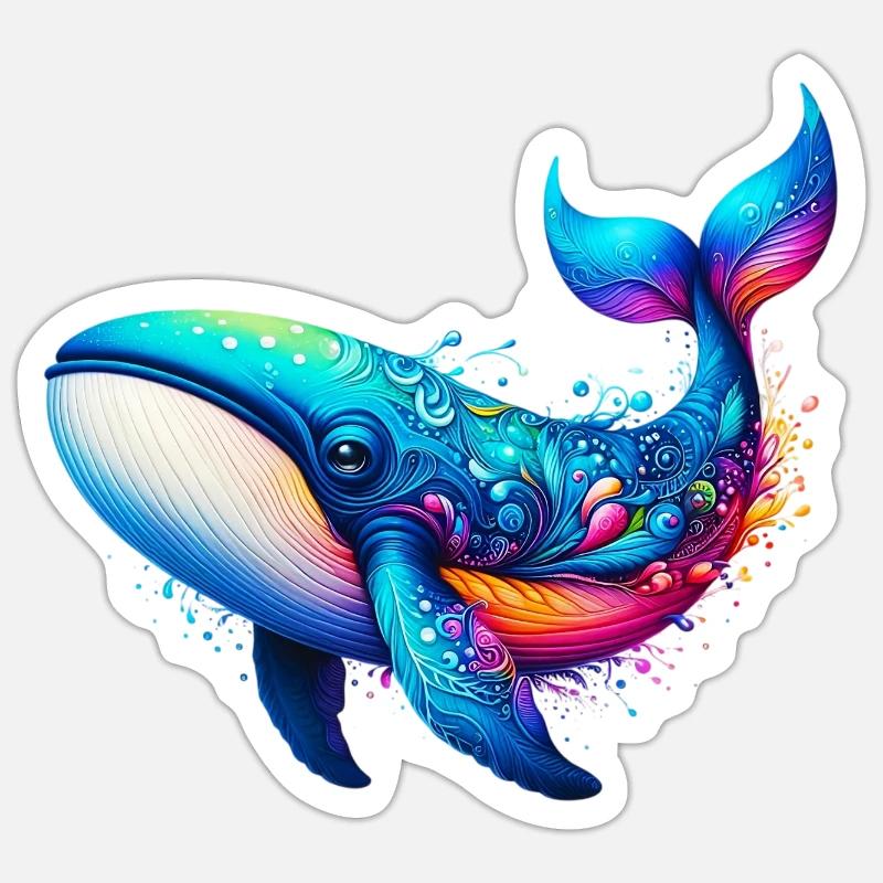 Baleine - Sticker taille S (10 x 10 cm) - blanc mat