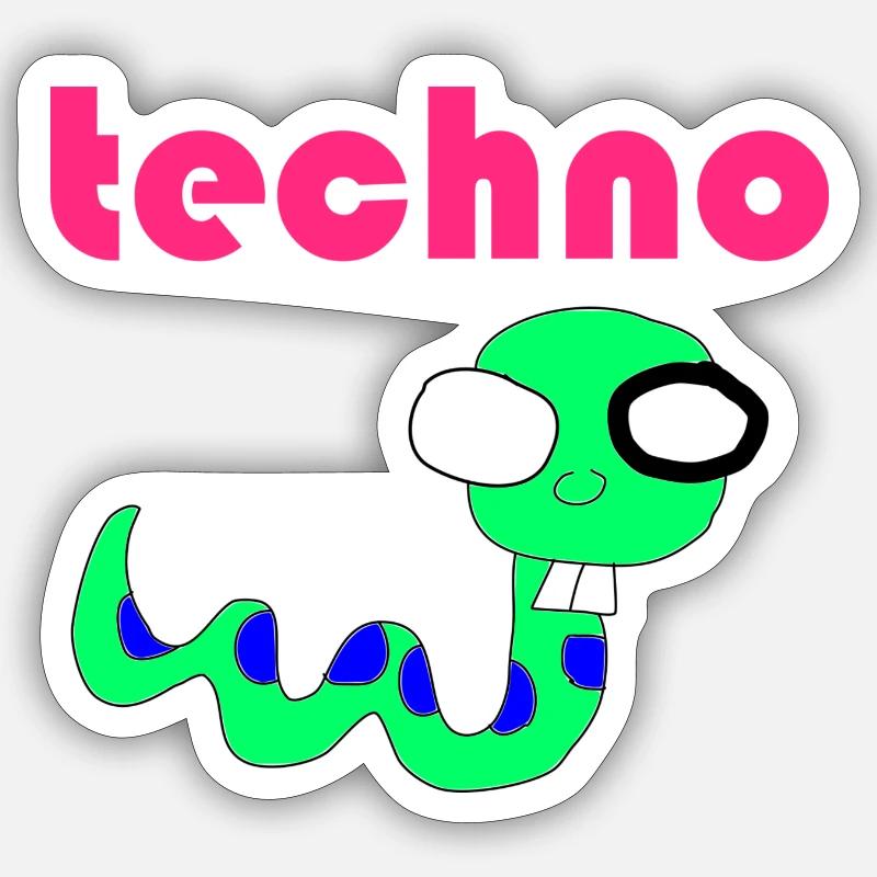 techno wurm - Sticker Größe S (10 x 10 cm) - Mattweiß