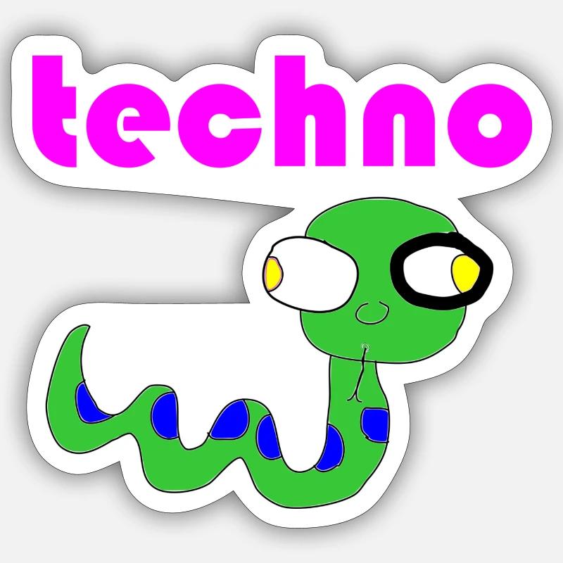 techno schlange - Sticker Größe S (10 x 10 cm) - Mattweiß