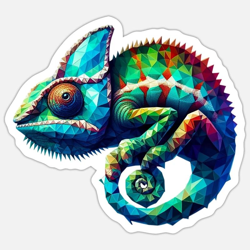 Polygonal Chameleon - Sticker size S (10 x 10 cm) - white matte
