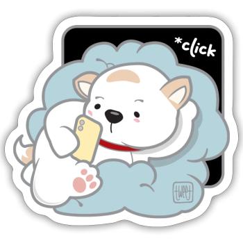 Dog Korean - Japanese Style 03 - Sticker size S (10 x 10 cm) - white matte - Front