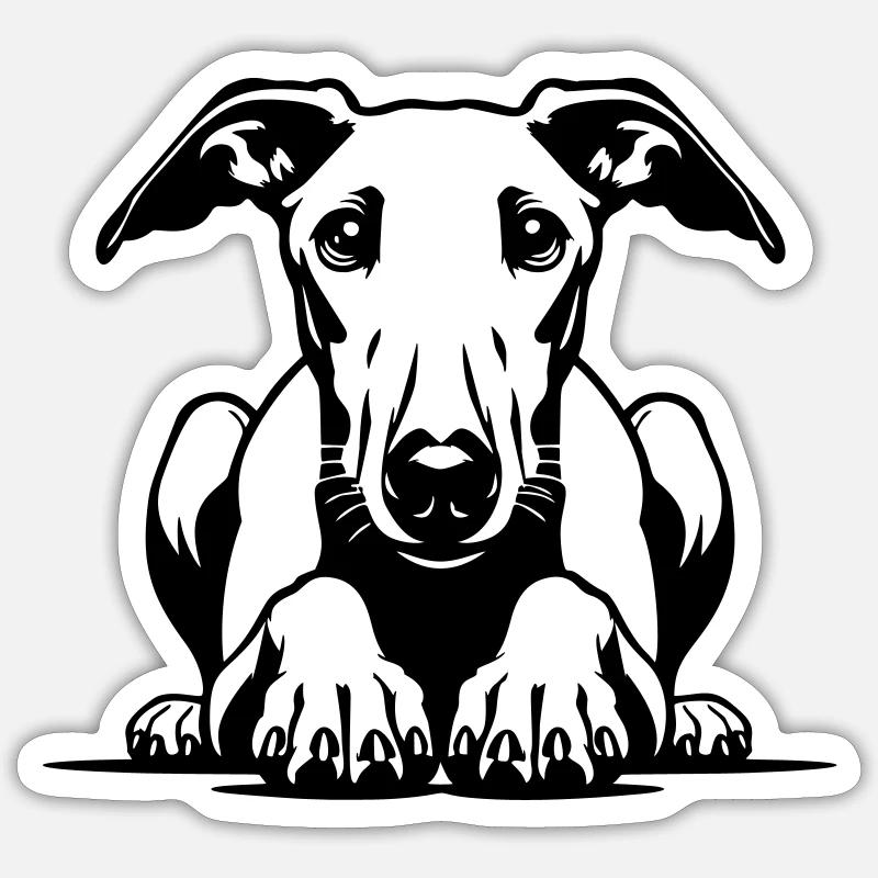 Whippet Head with Paws - Sticker size S (10 x 10 cm) - white matte