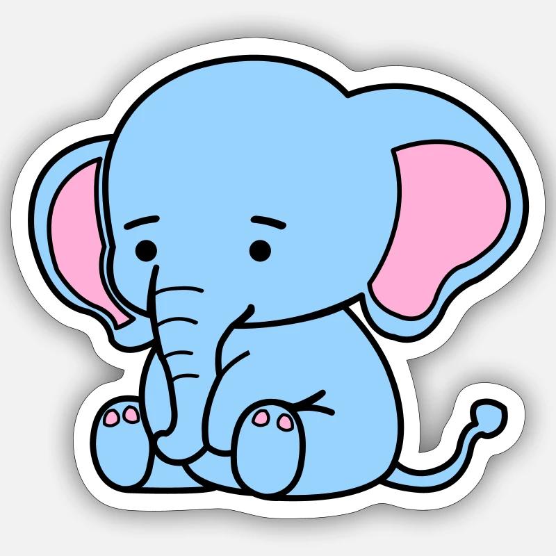 Éléphant mignon Sticker taille S (10 x 10 cm)