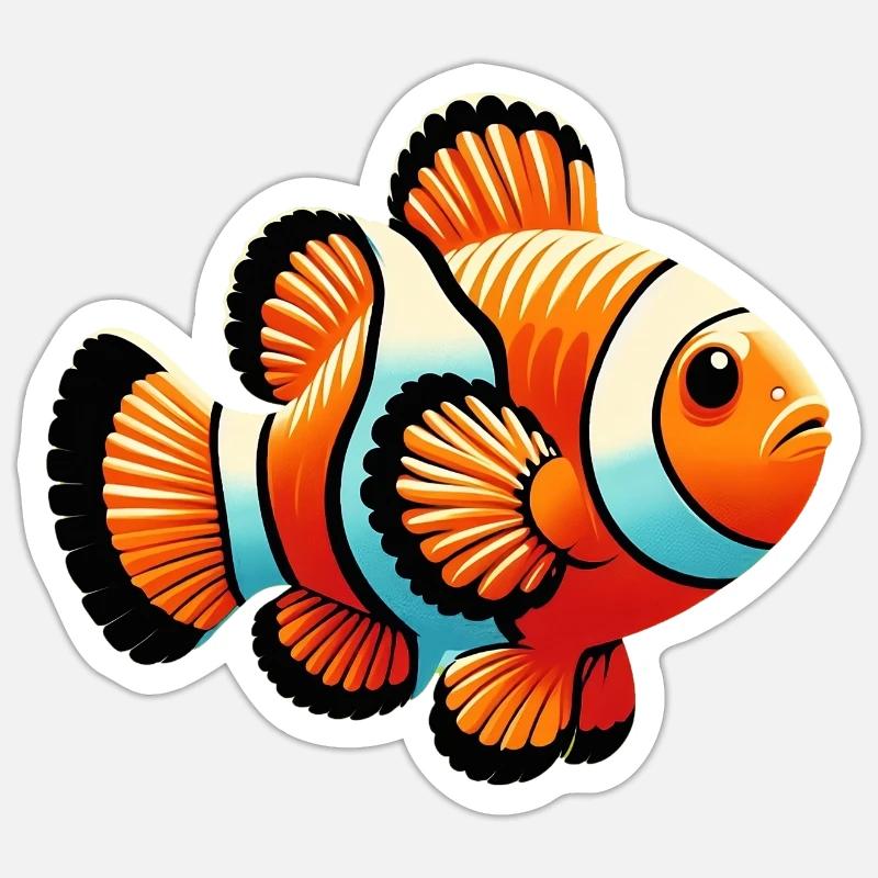 Poisson-clown - Sticker taille S (10 x 10 cm) - blanc mat