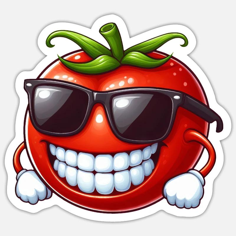 Cool Tomato Sunglasses Red Fruit Funny Sticker size S (10 x 10 cm)