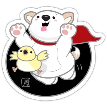 Hund koreanisch - japanischer Stil 06 - Sticker Größe S (10 x 10 cm) - Mattweiß - Vorne