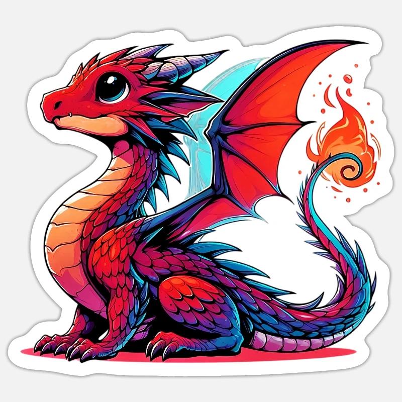Dragon - Sticker taille S (10 x 10 cm) - blanc mat
