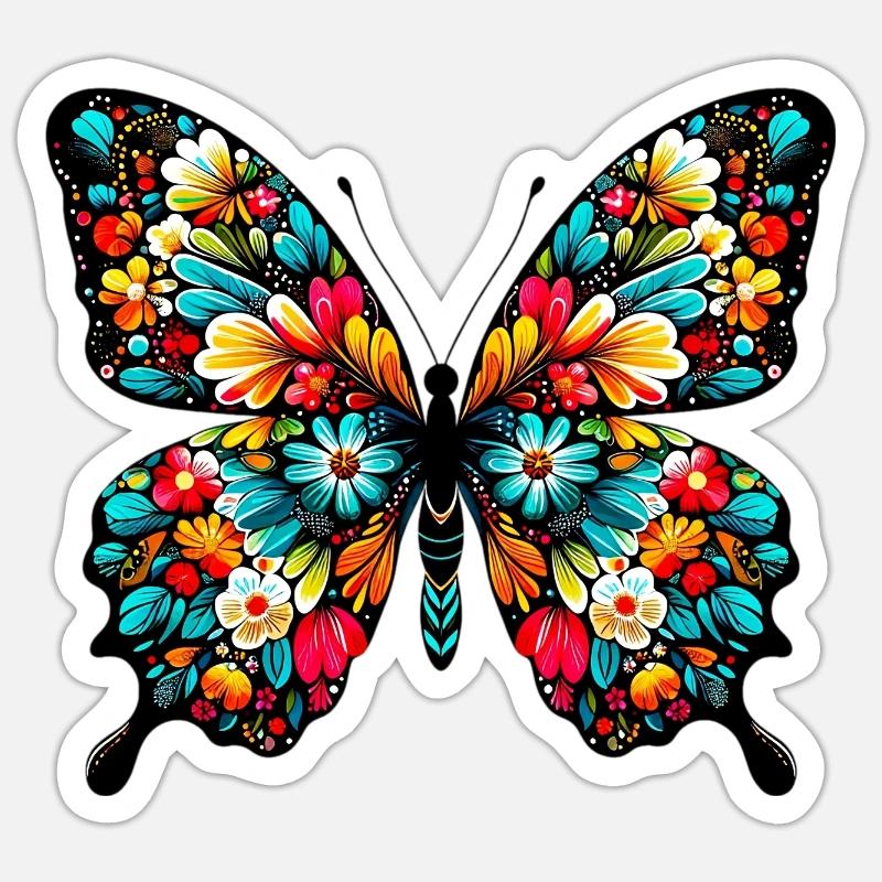 Papillon - Sticker taille S (10 x 10 cm) - blanc mat