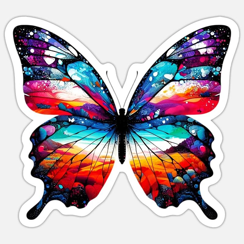 Papillon - Sticker taille S (10 x 10 cm) - blanc mat