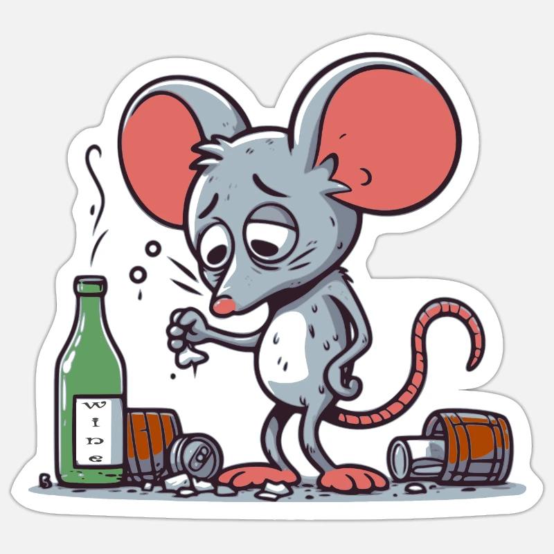 Drunk Mouse Sticker size S (10 x 10 cm)