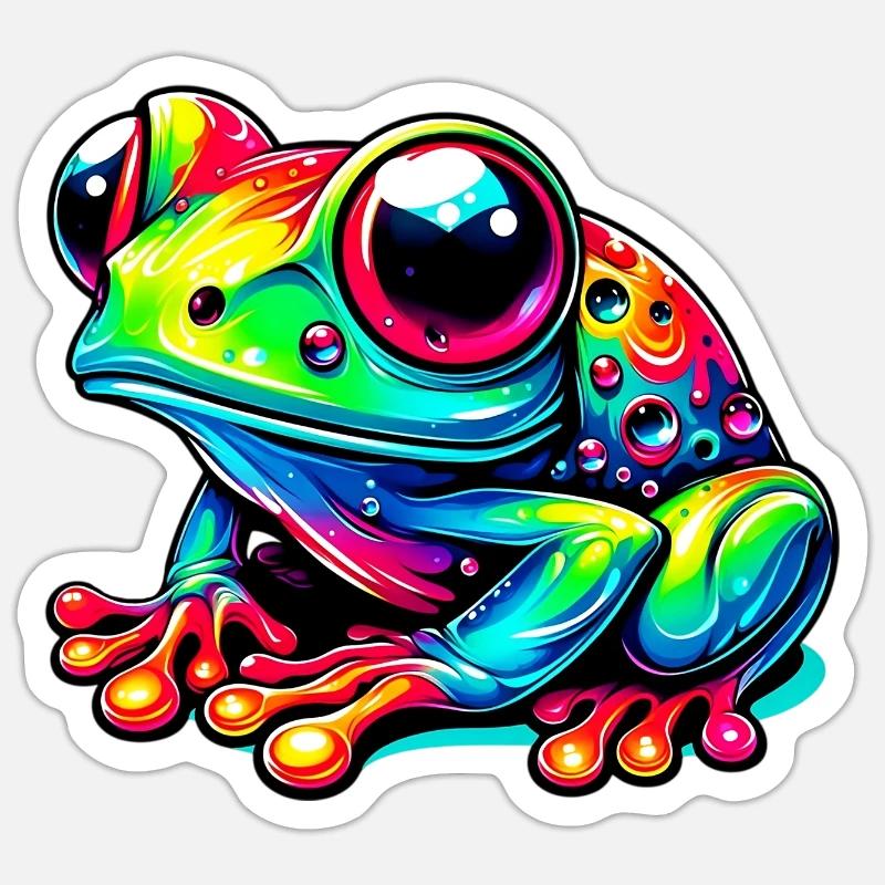 Grenouille - Sticker taille S (10 x 10 cm) - blanc mat
