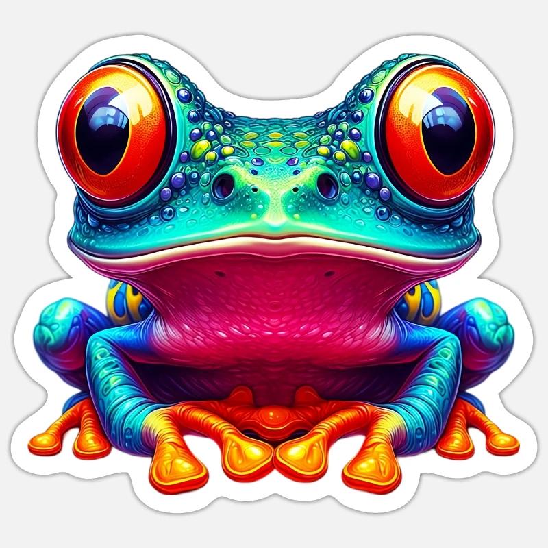 Frosch - Sticker Größe S (10 x 10 cm) - Mattweiß