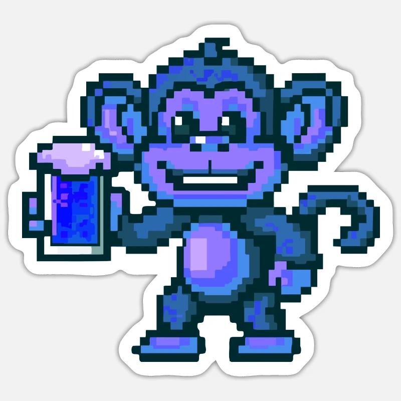 Monkey Beer Party Funny - Sticker size S (10 x 10 cm) - white matte