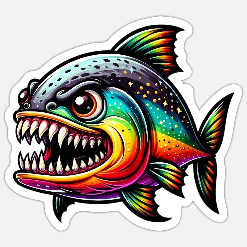 Piranha - Sticker taille S (10 x 10 cm) - blanc mat