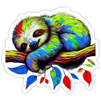 Sloth - Sticker size S (10 x 10 cm) - white matte - Front