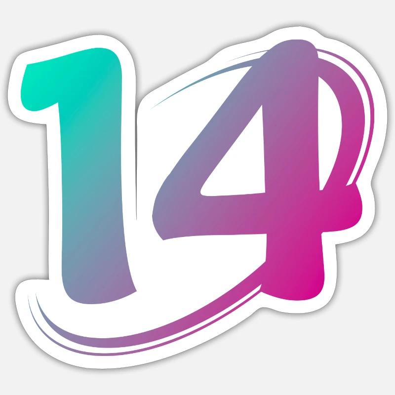 Number 14 multicolor Sticker size S (10 x 10 cm)