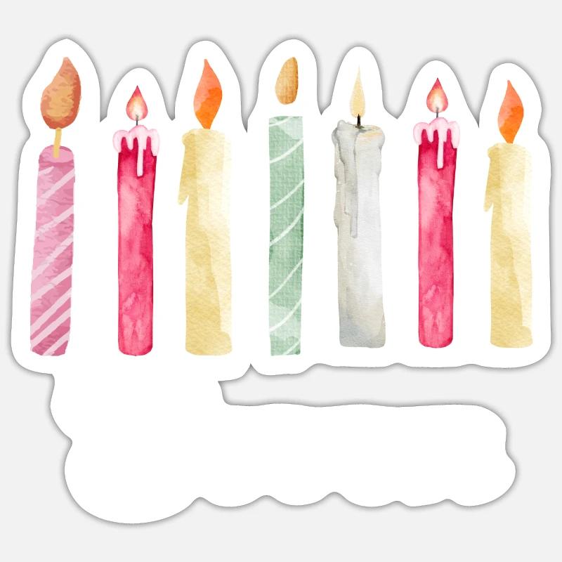 7th Anniversary Candle - Sticker size S (10 x 10 cm) - white matte
