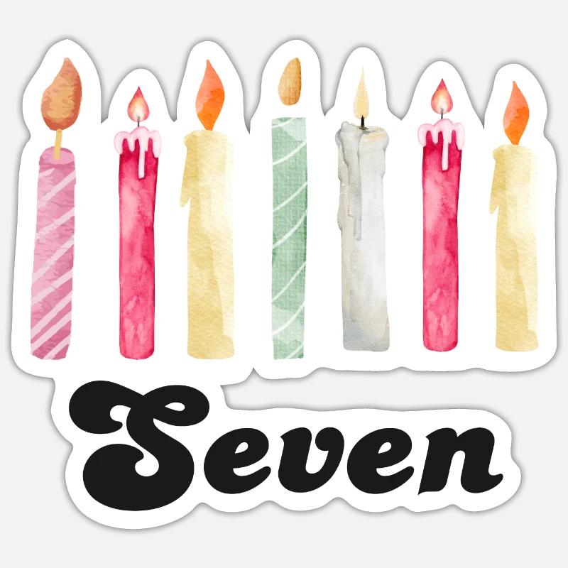 7th Anniversary Candle - Sticker size S (10 x 10 cm) - white matte