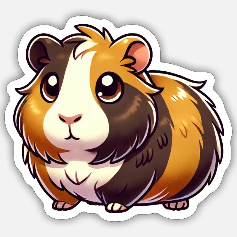 Comic Meerschweinchen - Sticker Größe S (10 x 10 cm) - Mattweiß