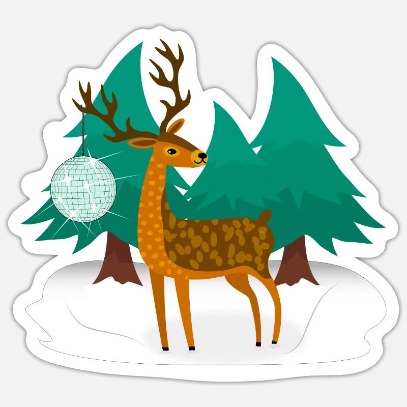 Disco Hirsch - Sticker size S (10 x 10 cm) - white matte
