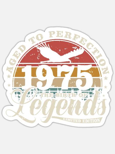 1975 Jahrgang geboren Geburtstag Geschenk - Sticker Größe S (10 x 10 cm) - Mattweiß