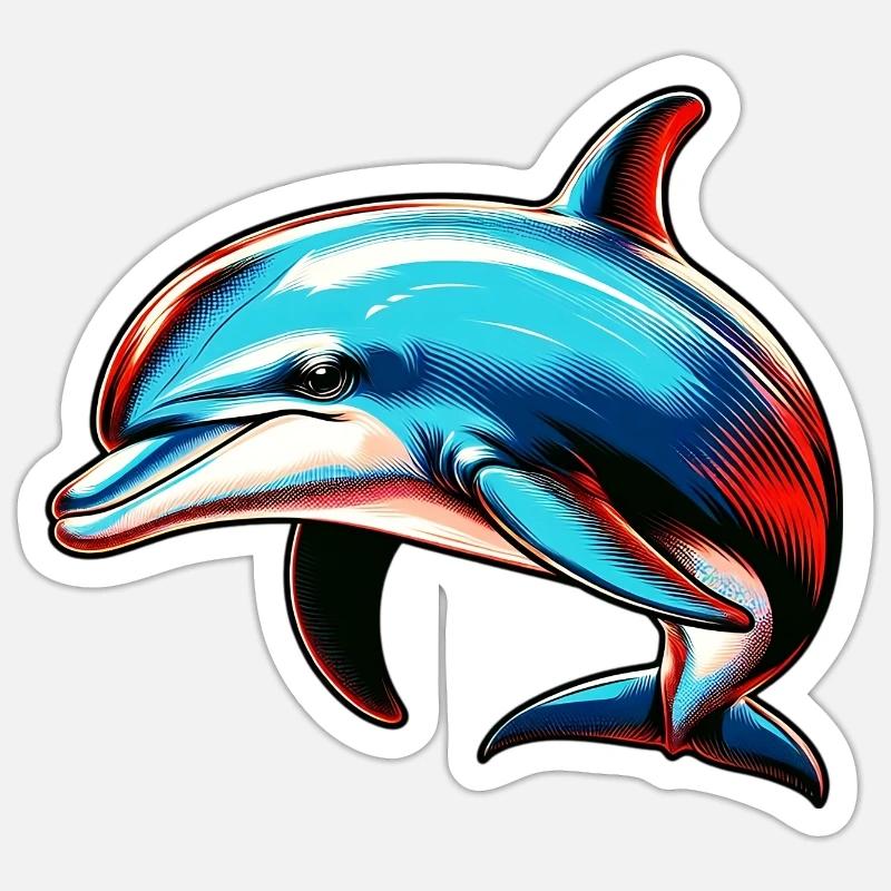 Delfin - Sticker Größe S (10 x 10 cm) - Mattweiß