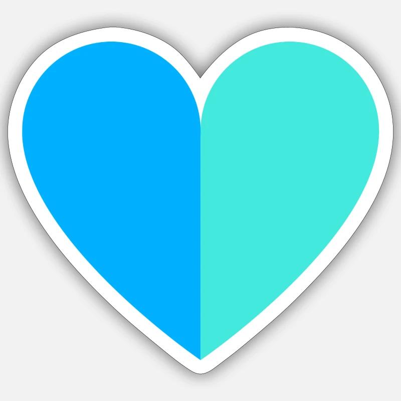 Two-tone heart blue-turquoise Sticker size S (10 x 10 cm)