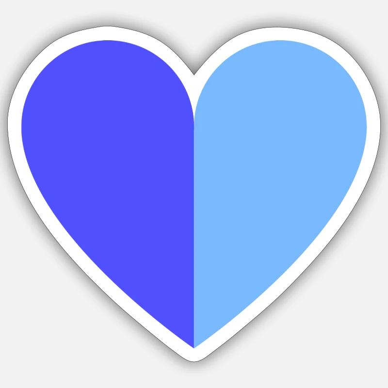 Two-tone heart blue-light blue Sticker size S (10 x 10 cm)