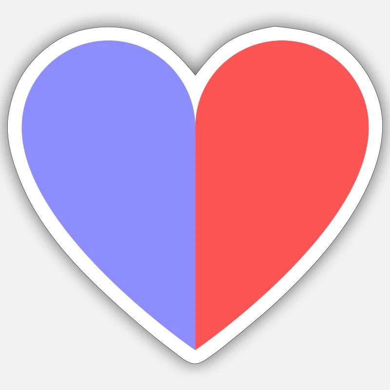 Two-tone heart lilac-red - Sticker size S (10 x 10 cm) - white matte
